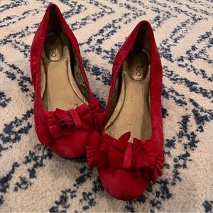 COPY - Me Too Suede Wedges- red 9.5